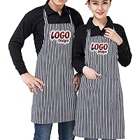 Custom Aprons for Women Men,Embroidered Your Text&Logo,Waterproof Apron with Pockets,Professional Aprons for Cooking, BBQ
