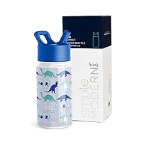 Simple Modern Kids Water Bottle with Straw Lid | Insulated Stainless Steel Reusable Tumbler for Toddlers, Boys | Summit Collection | 14oz, Dinosaur Roar
