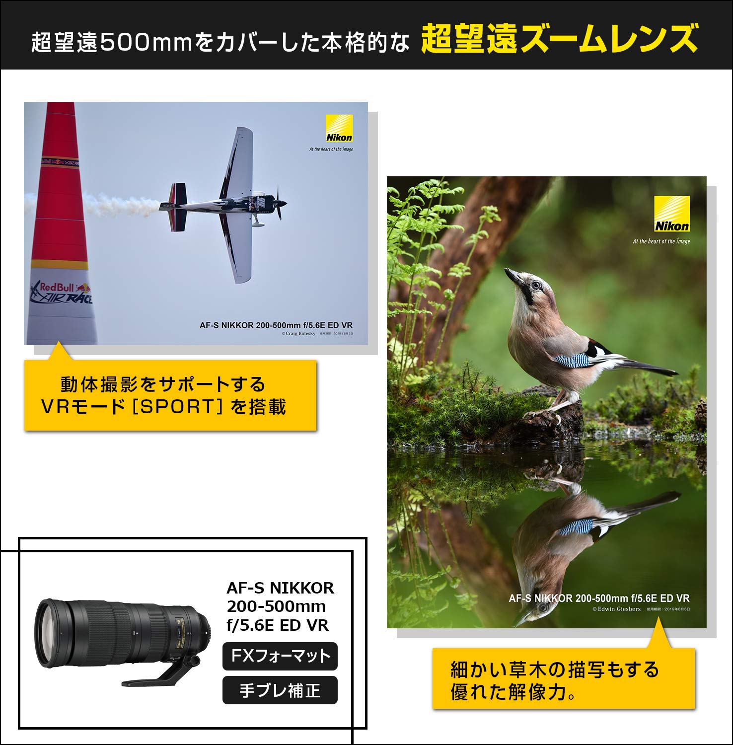 Nikon 200-500 mm/F 5.6 AF-S NIKKOR E ED VR Lenses