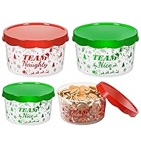 4 Pcs Christmas Cookie Containers Plastic Christmas Jar with Lids Team Naughty or Nice Storage Buckets Xmas Candy Cookies Snack Tin Winter Containers Jars for Xmas Winter Party Supply