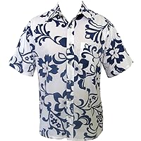 Made in USA Men's Star Pareau Reverse Aloha Shirt