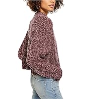 Free People Merry Go Round Women's Cable Knit Mock Neck Long Sleeve Pullover Sweater