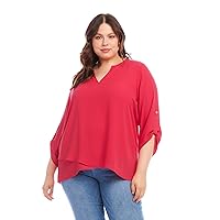 Karen Kane Women's Plus Size Asymmetric Hem Wrap Top