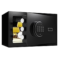 0.5 Cub Safe Box, Money Safe with Electronic Digital Keypad, Small Home Safe Box with Internal LED Light, Solid Alloy Steel Personal Safe for Office Hotel Home, Black