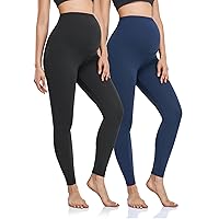 HOFISH Women's Maternity Leggings Over The Belly Soft Non-See-Through WorkoutYoga Pants Pregnancy Leggings