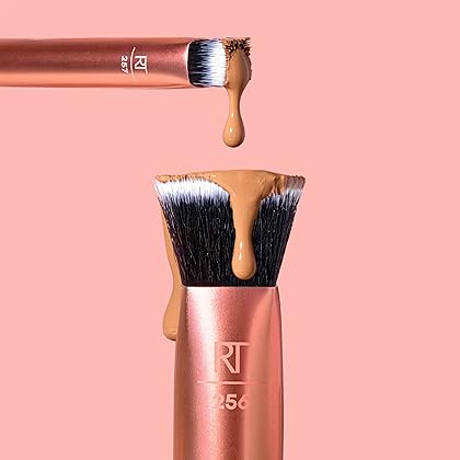 Real Techniques Face Base Makeup Brush Kit, For Concealer, Foundation, & Contour, Works With Liquid, Cream & Powder Products, For Blending & Buffing, Makeup Brush Set for Sculpting, 4 Piece Set