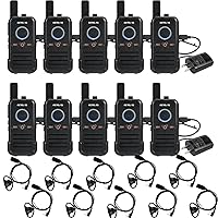 Retevis RB45 Walkie Talkies(10 Pack) with Earpieces(10 Pack),Portable FRS,Emergency Alarm,Durable Short Antenna Small,Rechargeable 2 Way Radios,VOX Hands Free Two Way Radio Earpiece with Mic