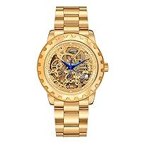 BERNY Gold Watches for Men Automatic Men Watch Skeleton Luxury Dress Mechanical Men's Watch Display Back Cover Luminous Hours Marker Waterproof