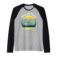Trailer Park Queen is Retro Trailer Camping Travel Gifts Raglan Baseball Tee