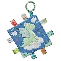 Taggies Crinkle Me Toy with Baby Paper & Squeaker with Sensory Tags, 6.5 x 6.5-inches, Drax Dragon