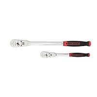 GEARWRENCH 2 Piece 1/4inch and 3/8inch Drive 120XP Flex Head Teardrop Ratchet Set, Dual Material - 81204P