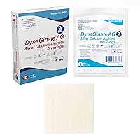Dynarex DynaGinate AG Silver Calcium Alginate Dressing, Soothing Dressing for Advanced Wound Care, 2” x 2”, 1 Box of 10 Individually Wrapped Dynarex DynaGinate AG Silver Calcium Alginate Dressings