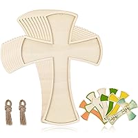24 Pcs Unfinished Wooden Crosses for Crafts 8.9 x 6.5 Inch Large Blank Wooden Cross with String for Hanging Ornaments Wood Cross Bulk Sunday School Church DIY Crafts Projects Home Wall Decor