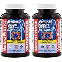 Prebiotic Colon Care Capsules Dietary Fiber, 180 Count, (Pack of 2) - Five Forms of Fiber Plus FOS Prebiotics Supplement - Soluble & Insoluble for Regularity & Digestive Support