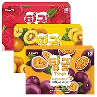 Thingle Delicous Konjac Jelly 3box / 6 Calories per pouch/Sugar Free/Low Calories/Fruit Flavor Jelly with low carb/Drinkable Zero Sugar Jelly Dessert (Lychee/Passion Fruit/Golden Kiwi)