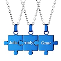 FaithHeart Puzzle Matching Necklace Personalized Custom BFF Pendant Necklaces Set for Women Men Family/Team/Classmates Names Jewelry