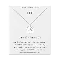 Philip Jones Leo Zodiac Star Sign Disc Necklace Created with Zircondia® Crystals