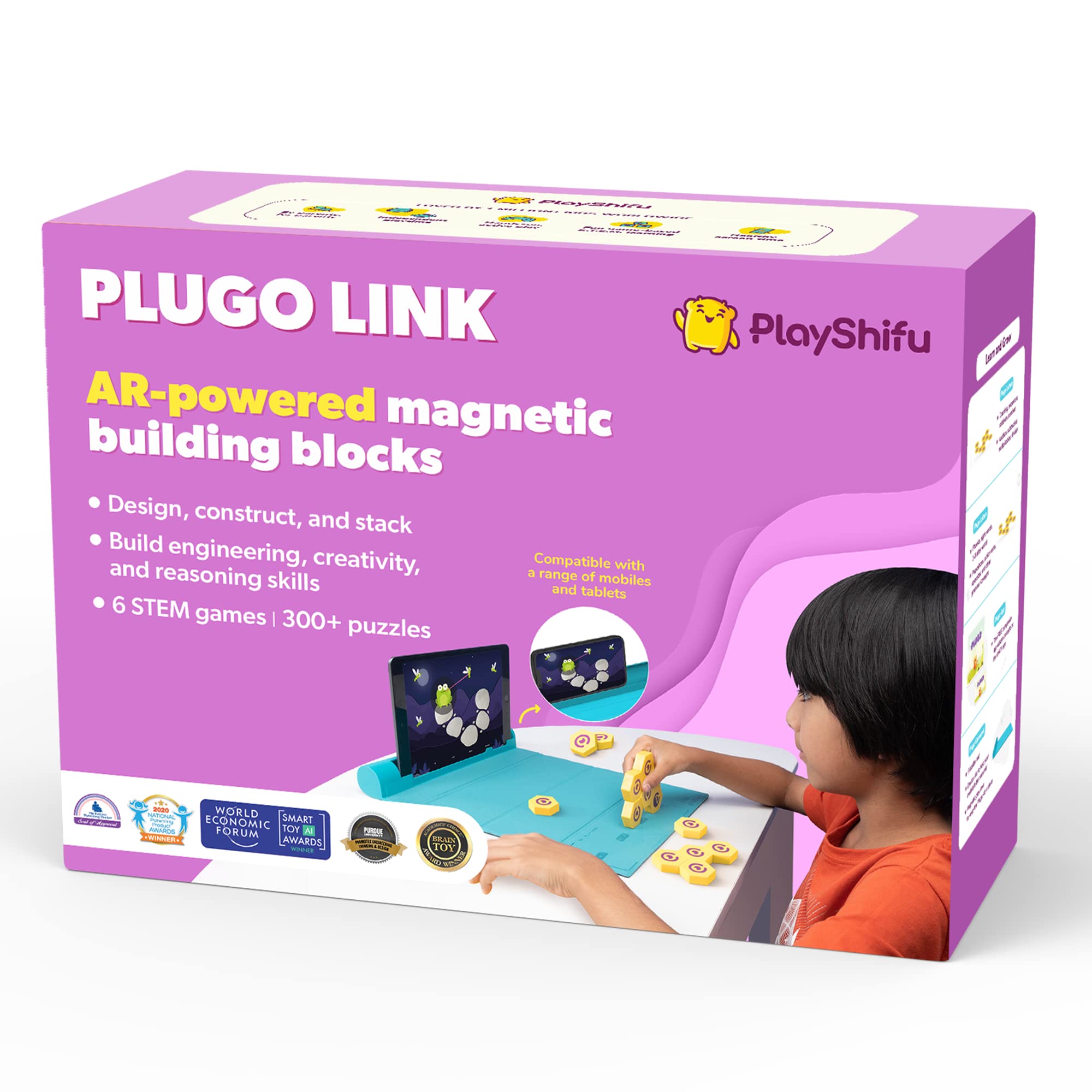 PlayShifu Interactive STEM Toys - Plugo Link (Kit + App) | Educational Toy for Kids 4-10 Years | Brain Games | Magnetic Building Blocks + 200 STEM Puzzles | Engineering Kit (Works with tabs/mobiles)