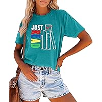 Just Read Shirt for Women Book Graphic Shirts Read Book Short Sleeve Librarian Shirt Reading Tee Top