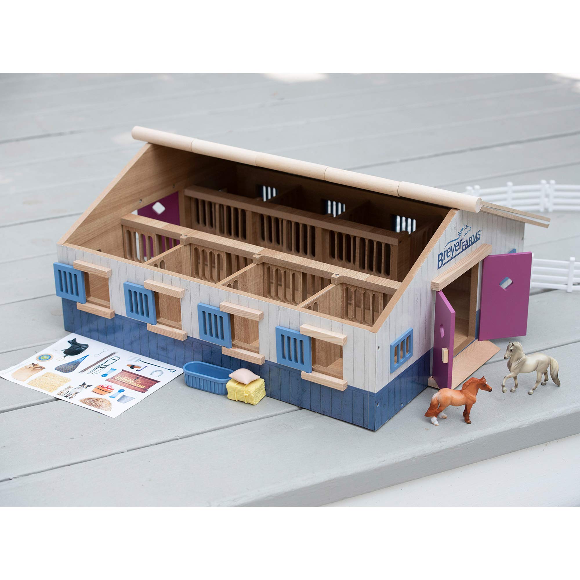 Breyer Horses Farms Deluxe Wooden Playset | 19 Piece Playset | 2 Stablemates Horses Included | 20