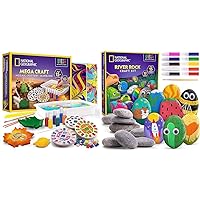 NATIONAL GEOGRAPHIC Arts & Crafts Kit - Mosaic, Marbling Paint, Air Dry Clay & 15 River Rocks to Paint & Decorate