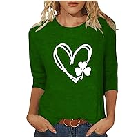 Summer Tops for Women 2024 Dressy Casual 3/4 Sleeve Tunic Shirts Plus Size Love Heart Graphic Tee Blouse