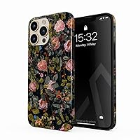 BURGA Phone Case Compatible with iPhone 14 PRO MAX - Hybrid 2-Layer Hard Shell + Silicone Protective Case -Cherries Blossom Floral Print Pattern Vintage Peony - Scratch-Resistant Shockproof Cover