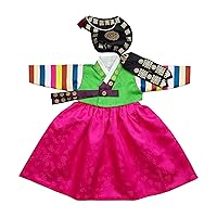 Korean Traditional Hanbok Girl Baby 1 Age Dol Celebration Green Hot Pink OSG104