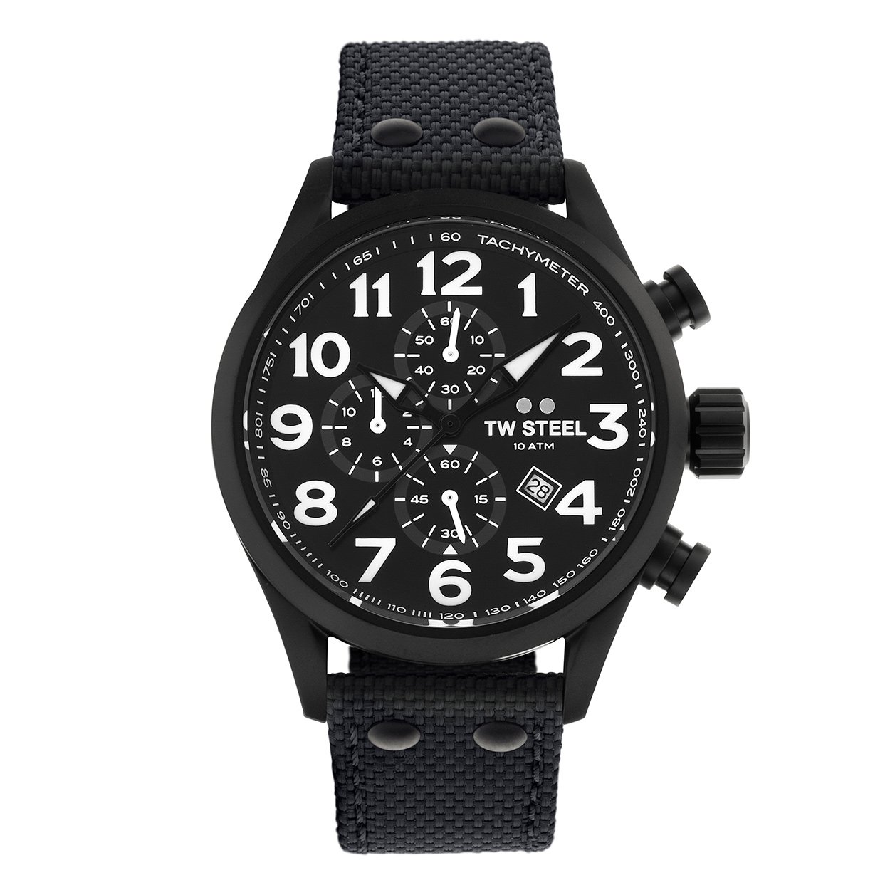TW Steel Volante Mens 45mm Chronograph Quartz Watch with Leather or Textile Strap