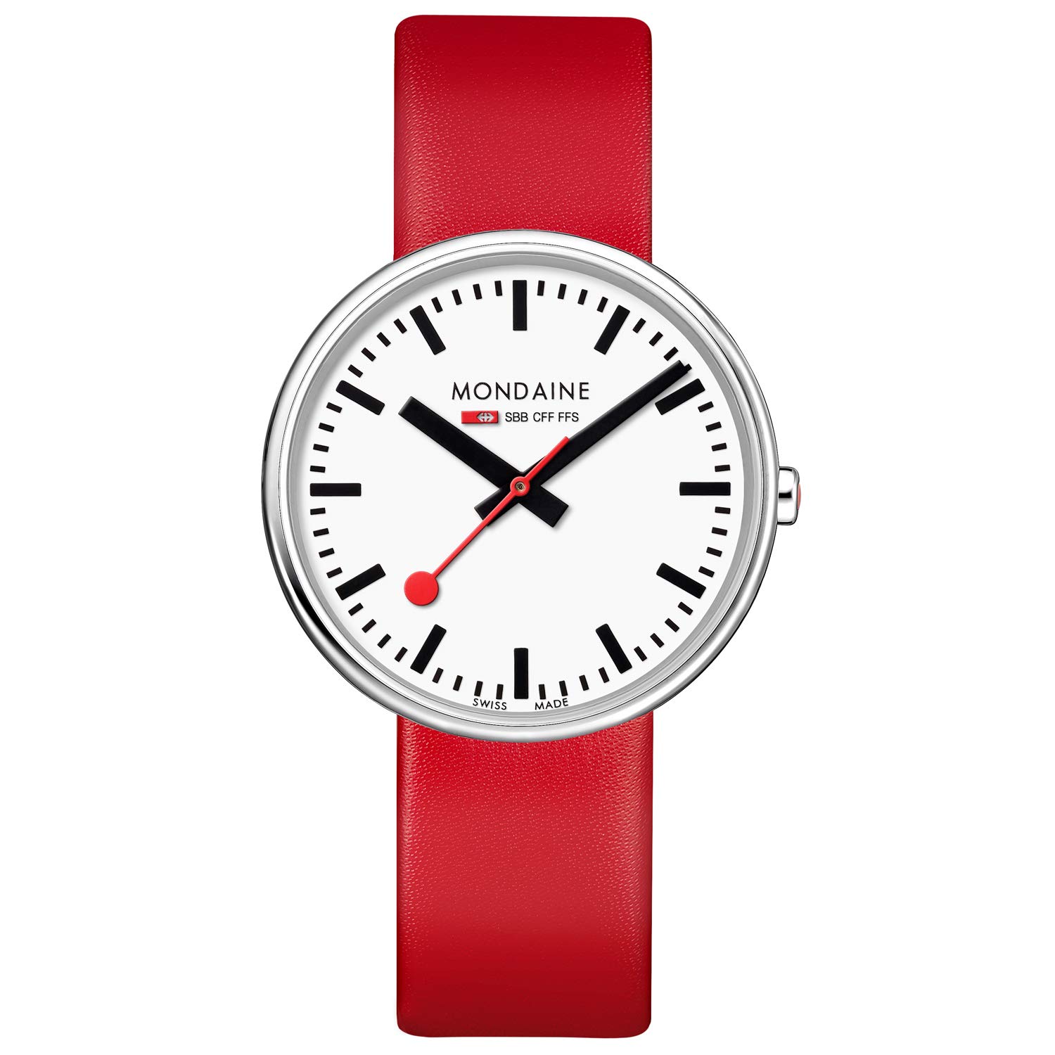 Mondaine Women's SBB Stainless Steel Swiss-Quartz Watch with Leather Strap, red (Model: MSX.3511B.LC)