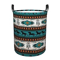 Horse Circular Hamper â€“ Tall Printed Round Laundry Basket â€“ Perfect for Laundry, Storage, and Organizing