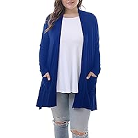 ZERDOCEAN Women's Plus Size Long Sleeve Lightweight Soft Printed Drape Cardigan with Pockets