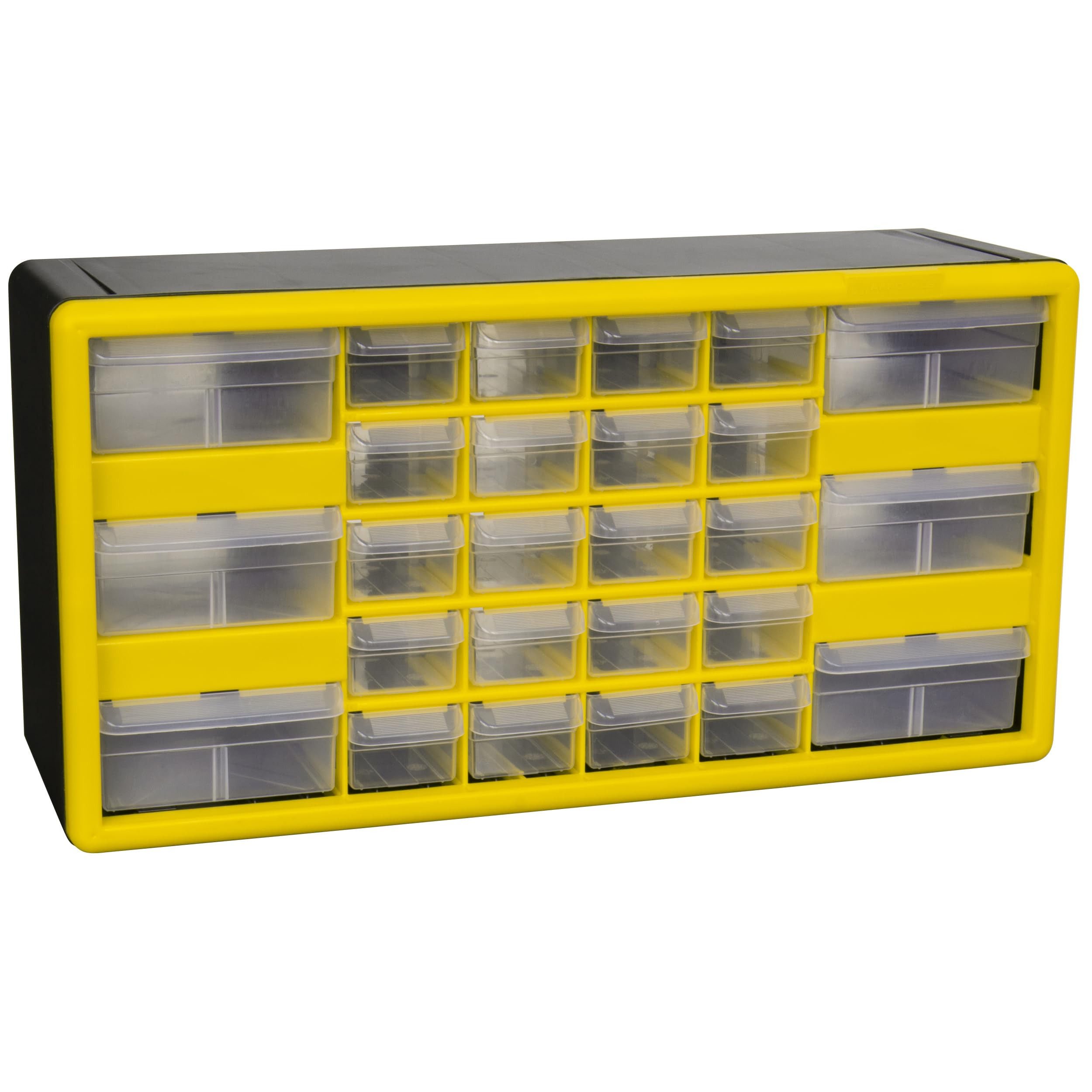 Akro-Mils 10126 26 Drawer Plastic Parts Storage Hardware and Craft Cabinet, 20-Inch W x 6-Inch D x 10-Inch H, Yellow