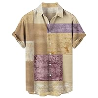 Mens Hawaiian Shirts Vintage Short Sleeve Printed Button Down Summer Beach Dress Shirts Tropical Vacation Shirts