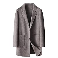 Men's Handmade Double-Sided Wool Trench Coat Men Autumn Winter Medium Length Business Leisure Woolen Overcoat