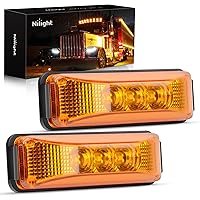 Nilight - TL-16 2PCS 3.9 Inch 3 LED Truck Trailer Amber Light Front Rear LED Side Marker Lights Clearance Indicator Lamp Perfect Sealed Waterproof Surface Mounted LED Marker Light, 2 Years Warranty