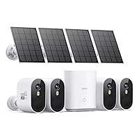 Solar Security Cameras Wireless Outdoor, 2K QHD Home Security System, 4 Cameras Kit with 166° Ultra-Wide View, Forever Power, Spotlight Camera, 32G Local Storage, No Monthly Fee