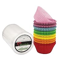 Standard Rainbow Bright Greaseproof Cupcake Liners Paper Baking Cups Assorted 6 Colors, 200-Count