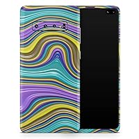 Bright Purple Teal and Mustard Yellow Color Waves Vinyl Decal Wrap Cover Compatible with Samsung Galaxy S10 Plus (Screen Trim and Back Skin)
