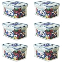 Lock & Lock Rectangular Water Tight Food Container, Set of 6 (15 oz each)