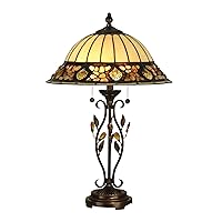 Dale Tiffany TT90172 Pebblestone Table Lamp, Antique Golden Sand and Art Glass Shade 27.00x16.00x16.00