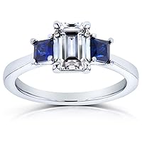 Kobelli Blue Sapphire and Diamond Engagement Ring 1 1/2 CTW In 14k White Gold