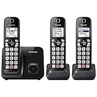 Cordless Phone with Advanced Call Block, Bilingual Caller ID and Easy to Read Large High-Contrast Display, Expandable System with 3 Handsets - KX-TGD813B (Black)