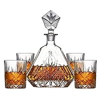 Decanter Set Whiskey Decanter Wine Decanter Whiskey Decanter And Glasses Set, Bourbon, Liquor, 5-Piece, 100％ Crystal With Gift Box,Solid And Stable Decanter