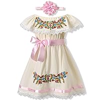 fioukiay Embroidered Mexican Dress for Girls