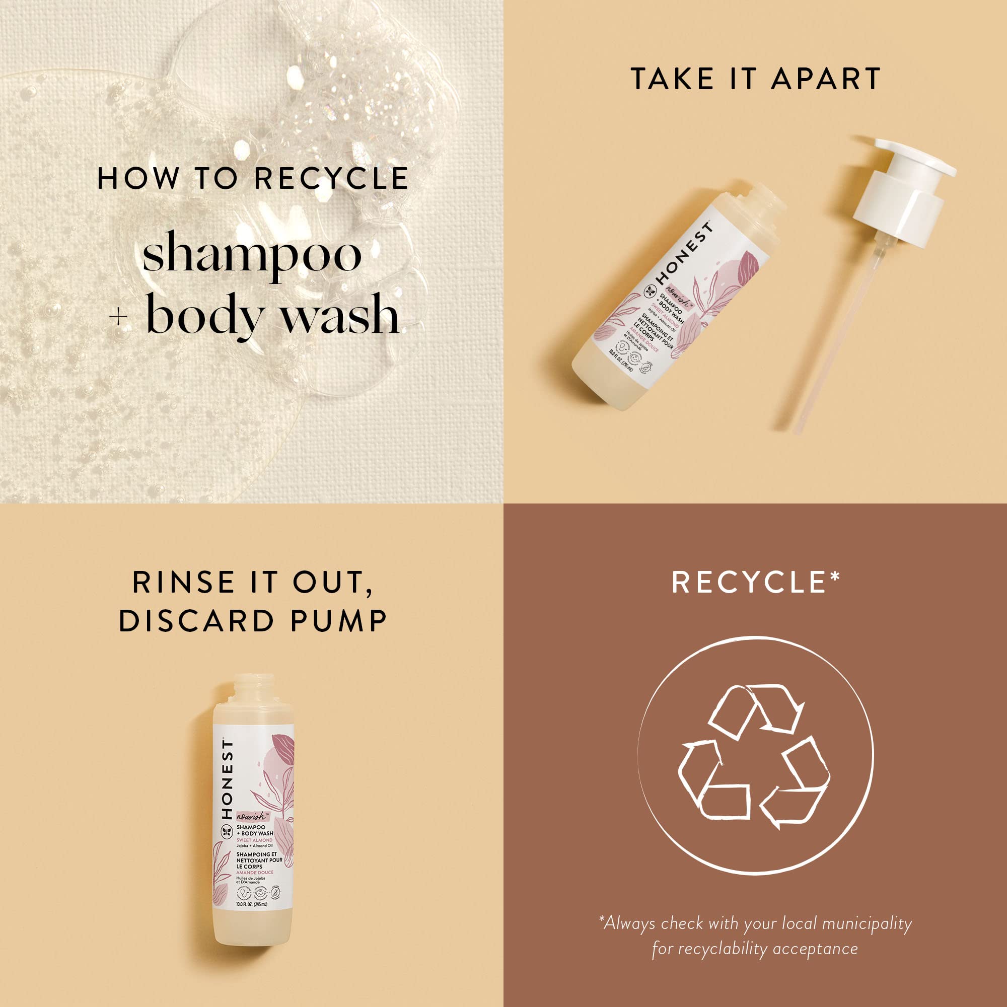 The Honest Company 2-in-1 Cleansing Shampoo + Body Wash | Gentle for Baby | Naturally Derived, Tear-free, Hypoallergenic | Sweet Almond Nourish, 10 fl oz