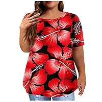 Womens Plus Size Tops 2024 Fashion Crew Neck Short Sleeve T Shirts Spring Graphic Lightweight Tees Comfortable