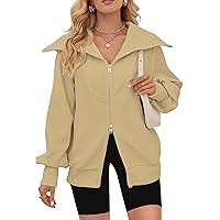 MEROKEETY Women's 2023 Long Sleeve Zip Up Sweatshirt Lapel Ribbed Y2K Trendy Jacket with Pockets