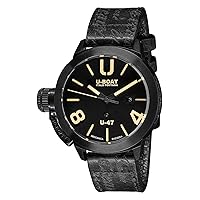 Classico U-47 AB1 Automatic Black PVD Black Dial Black Leather Strap Date Mens Watch 9160