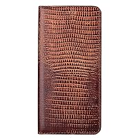 Genuine Leather Case for Samsung Galaxy S22/S22 plus/S22 Ultra, Wallet Folio Case Magnetic Flip Book Card Slots Kickstand Lizard Texture Cover Full Protection,Brown,s22 Ultra 6.8''